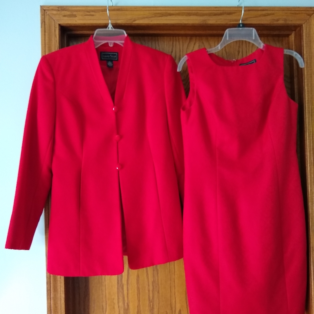 Red Laura Scott dress with jacket